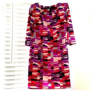 Geometric Patterned Jersey Sheath Dress, Size 14